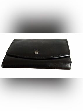 Bosca Black Leather Bifold Wallet with Embossed Logo